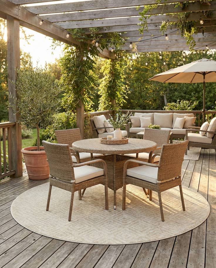 Detail image of 7' 10 x 7' 10 Easy-Clean Sabrina Soto Indoor / Outdoor Round Rug