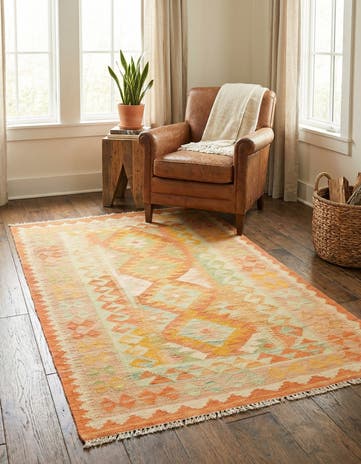 3' x 5' Hand Woven Kilim Waziri Wool Rug