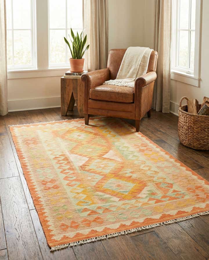 3' x 5' Hand Woven Kilim Waziri Wool Rug