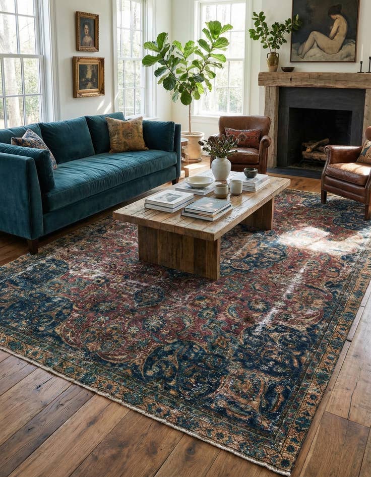 Detail image of 7' 3 x 10' 10  Hand Knotted Ultra Vintage Persian Wool Rug