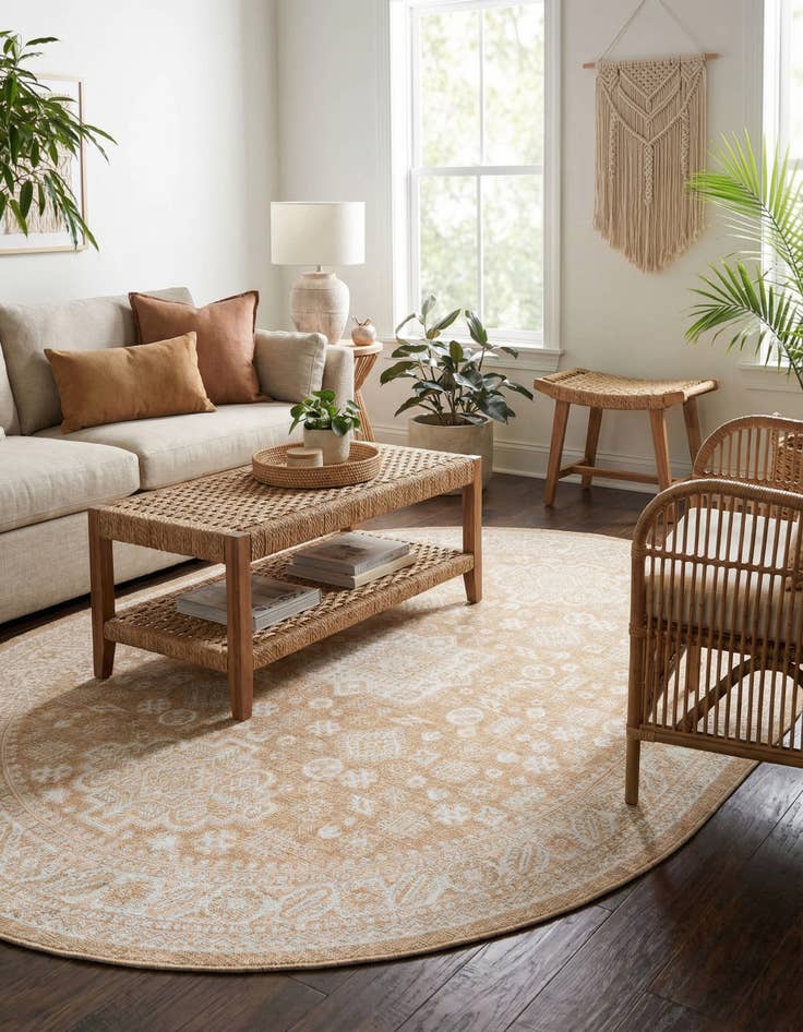 Detail image of 7' 10 x 10'  Washable Aztec Indoor / Outdoor Oval Rug