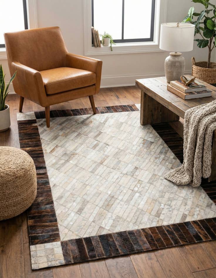 Detail image of  3' 10 x 5' 8 Cowhide Leather Rug