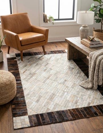 3' 10 x 5' 8 Cowhide Leather Rug