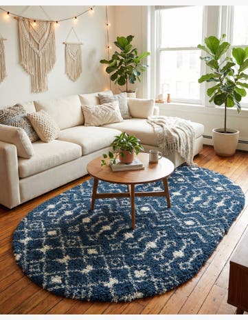 6' x 9' Moroccan Trellis Shag Oval Rug