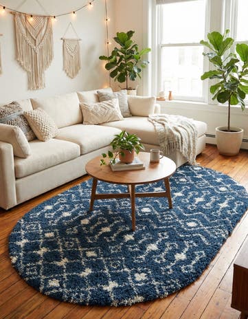 6' x 9' Moroccan Trellis Shag Oval Rug