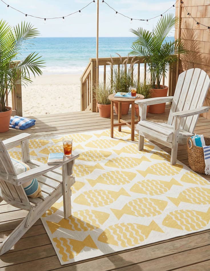 Detail image of 7' 10 x 10'  Washable Coastal Indoor / Outdoor Rug