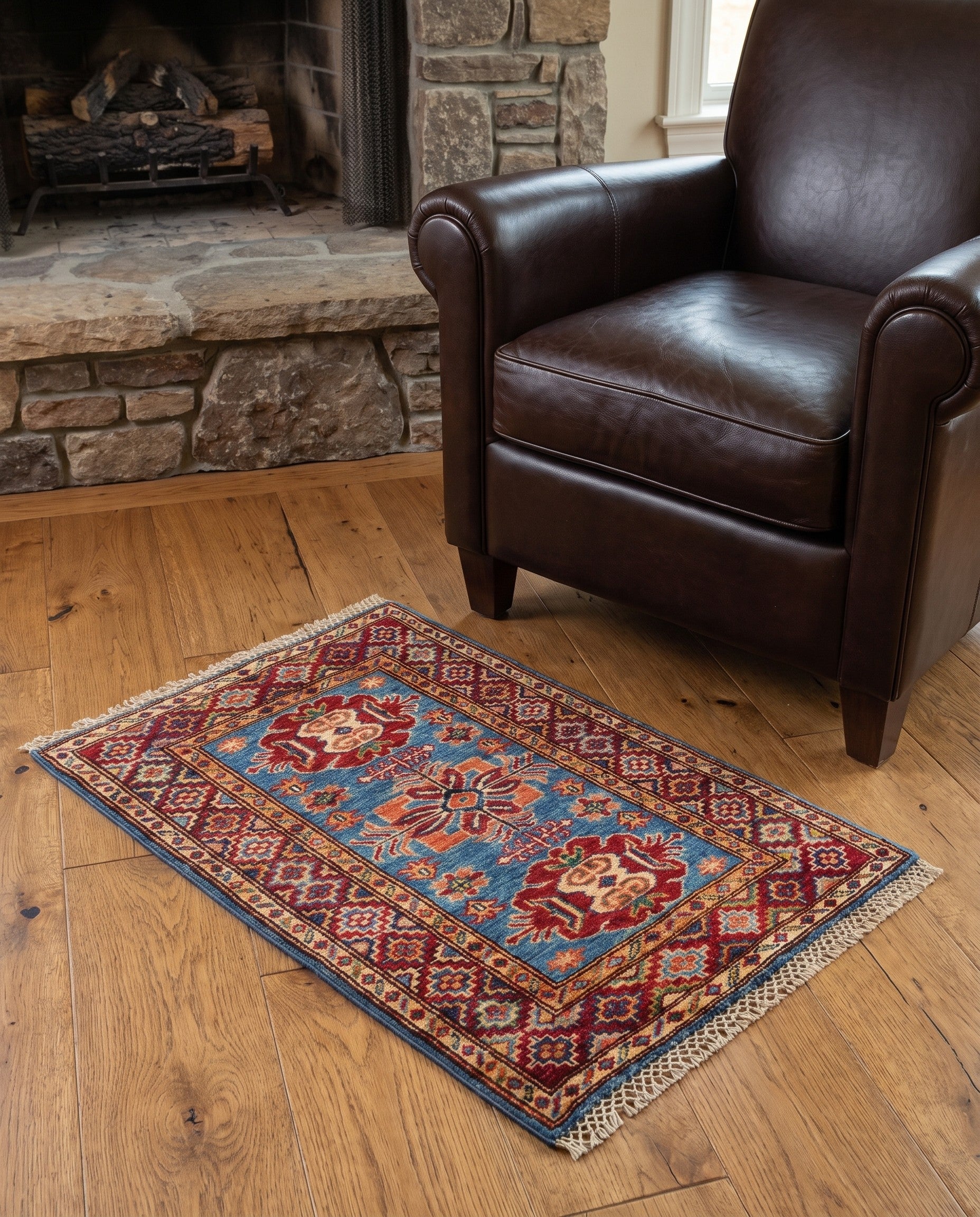 2' x 3' 1 Hand Knotted Kazak Rug