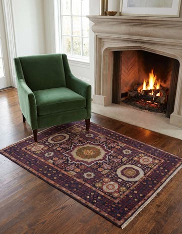 3' 4 x 4' 11 Hand Knotted Mamluk Ziegler Rug