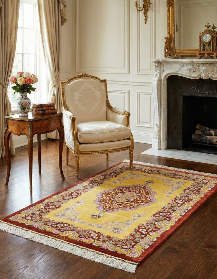 Detail image of 1' 11 x 2' 11 Ghom Silk Rug