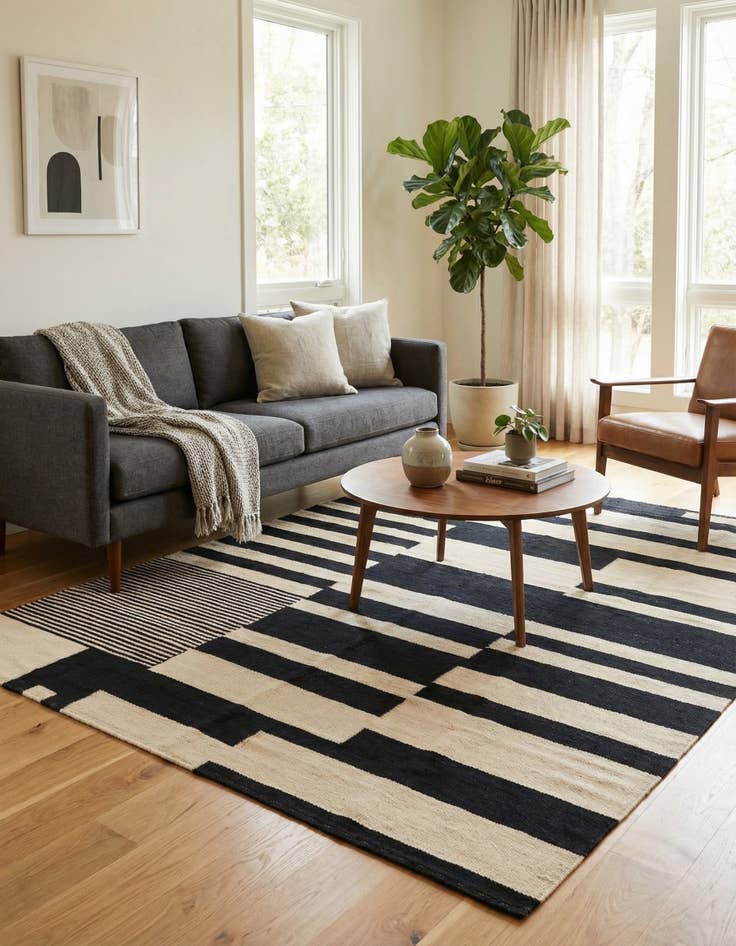 Detail image of 5' 3 x 6' 7  Hand Woven Kilim Modern Wool Rug