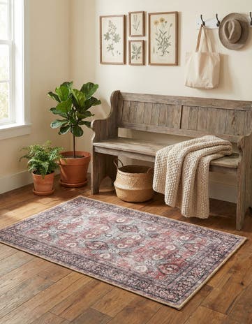 Antique Red Washable Timeless Rug