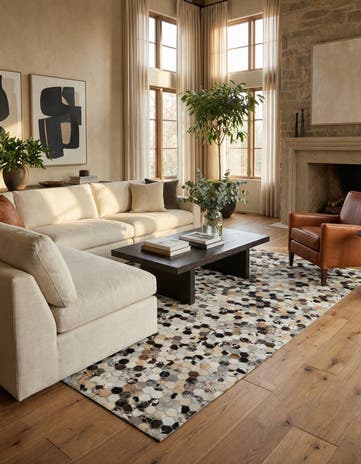5' 1 x 7' 10 Cowhide Leather Rug