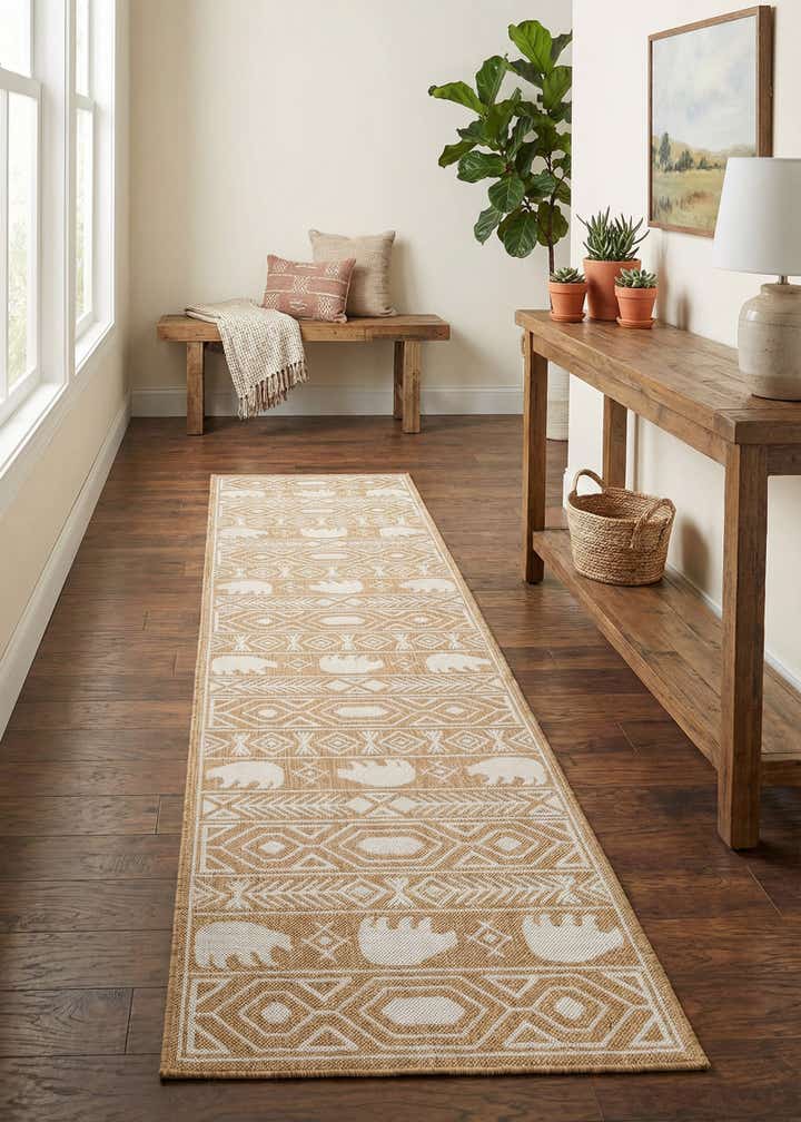 2' 7 x 12' Easy-Clean Southwestern Indoor / Outdoor Runner Rug