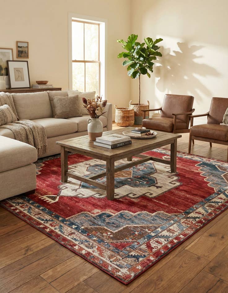 Detail image of  10' x 10'  Washable Traditional Indoor / Outdoor Square Rug