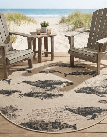 4' x 4' Easy-Clean Coastal Indoor / Outdoor Round Rug
