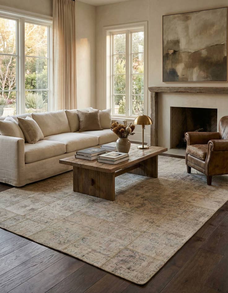 Detail image of 6' 9 x 10'  Hand Knotted Ultra Vintage Persian Wool Rug