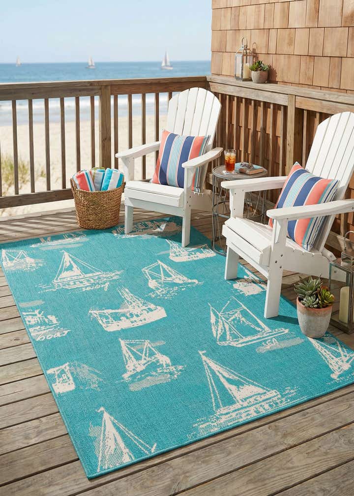 4' x 6' Easy-Clean Coastal Indoor / Outdoor Rug