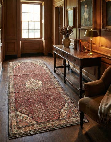 5' x 10' 5 Hand Knotted Hossainabad Persian Wool Runner Rug