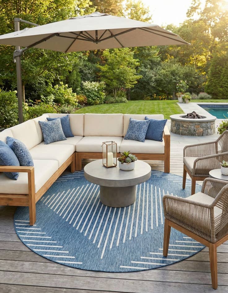 Detail image of 10' 8 x 10' 8  Washable Modern Indoor / Outdoor Round Rug