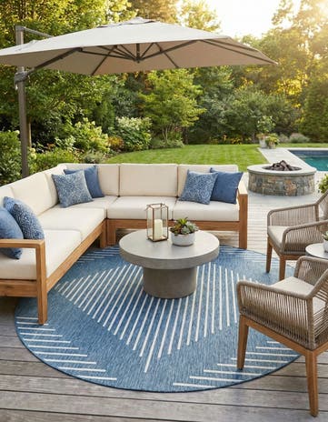 10' 8 x 10' 8 Easy-Clean Modern Indoor / Outdoor Round Rug