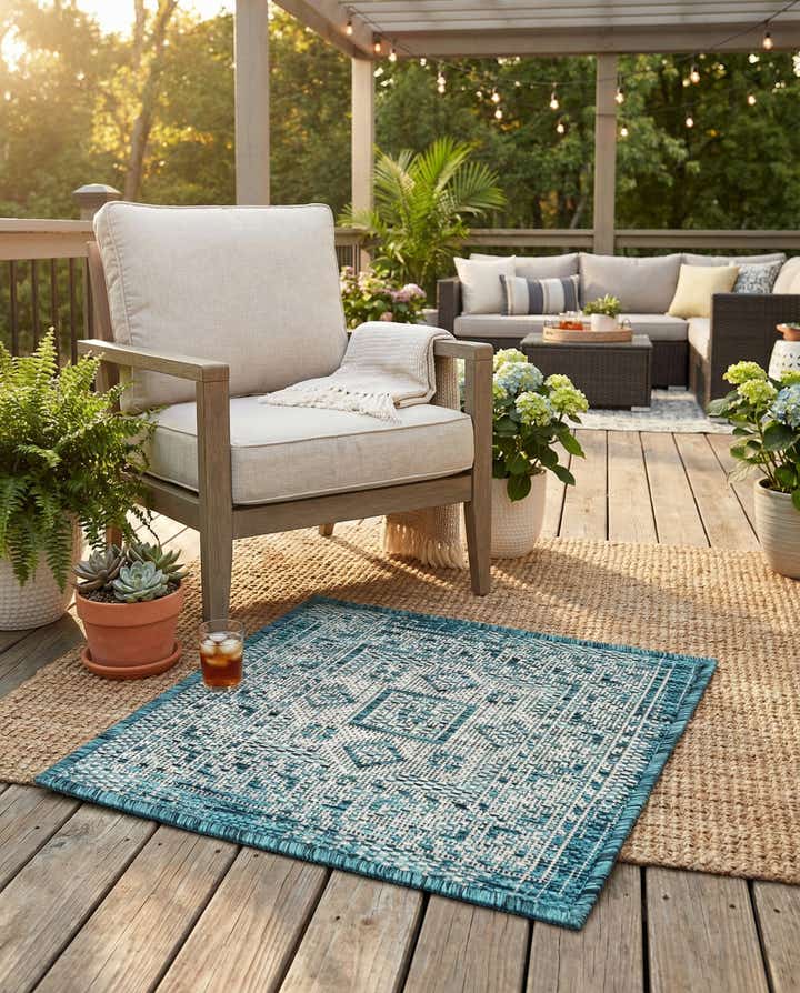 1' 4 x 1' 4 Easy-Clean Aztec Indoor / Outdoor Sample Rug
