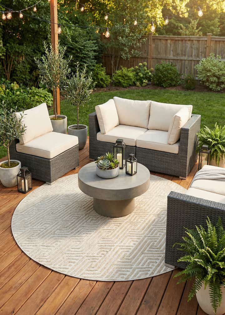 8' x 8' Easy-Clean Sabrina Soto Hudson Indoor / Outdoor Round Rug