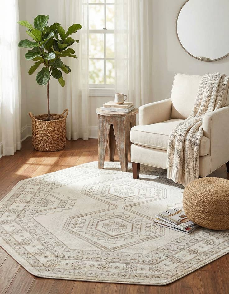 Detail image of 5' 3 x 5' 3 Charlotte Octagon Rug