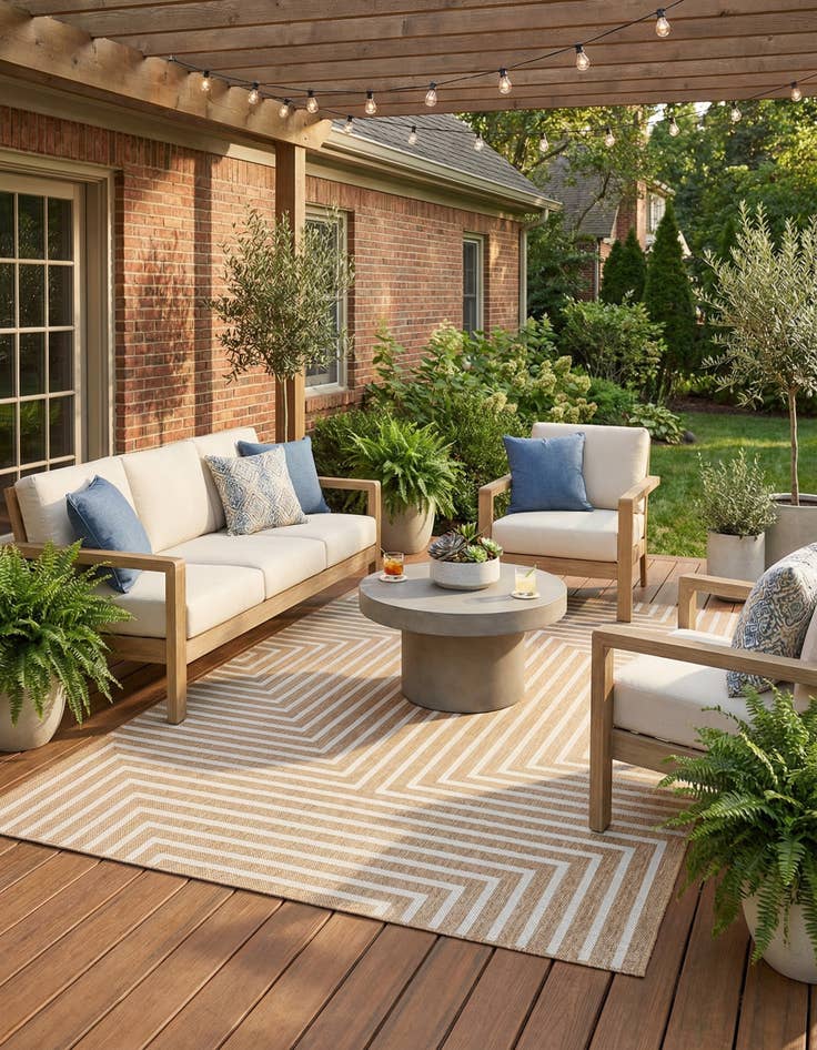 Detail image of  5' 3 x 8'  Washable Modern Indoor / Outdoor Rug