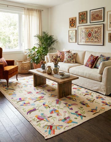 6' 3 x 9' 3 Hand Woven Kilim Suzani Wool Rug