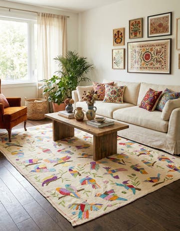 6' 3 x 9' 3 Hand Woven Kilim Suzani Wool Rug