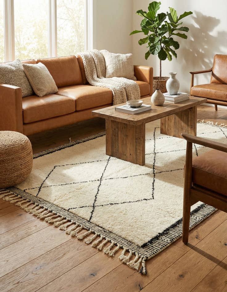 Detail image of 5' 1 x 8' 9  Hand Knotted Moroccan Wool Rug