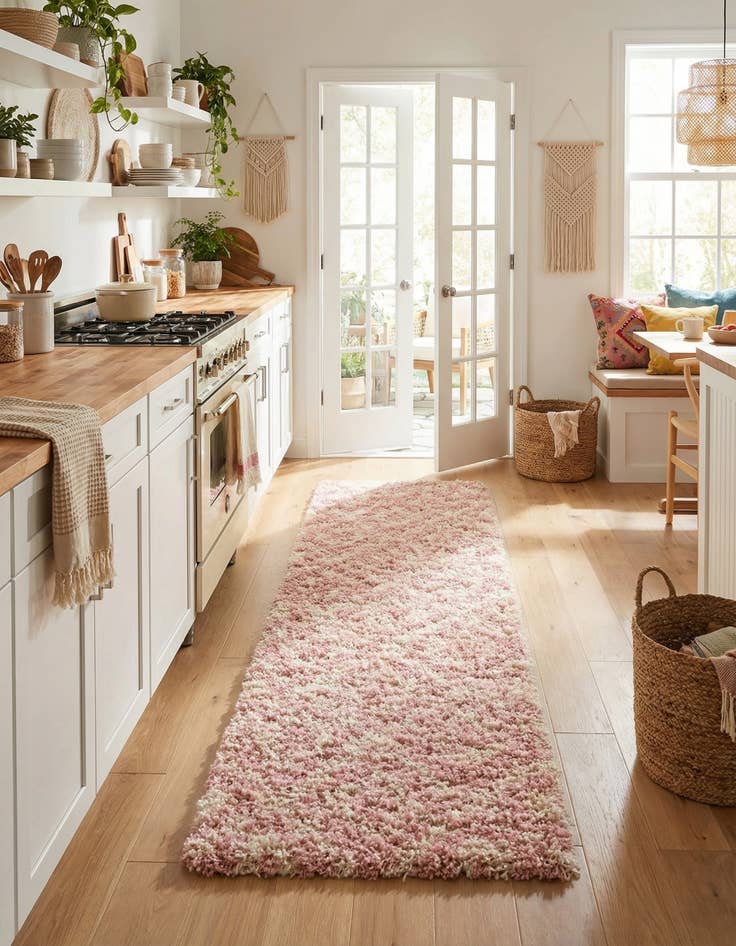 Detail image of  2' x 6' Lattice Shag Runner Rug