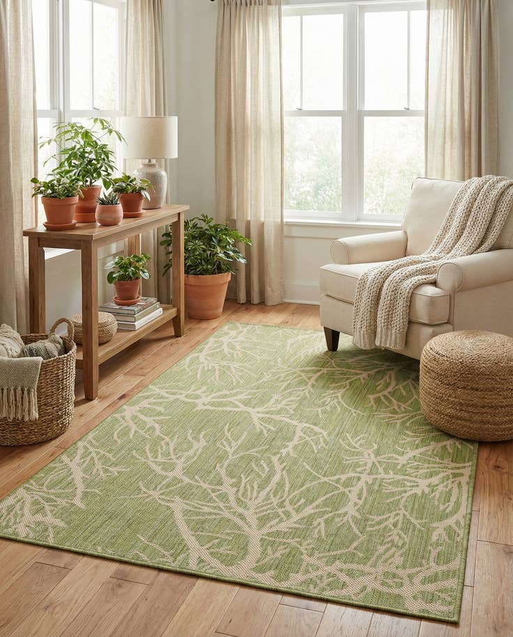 Detail image of 4' x 6' Easy-Clean Botanical Indoor / Outdoor Rug