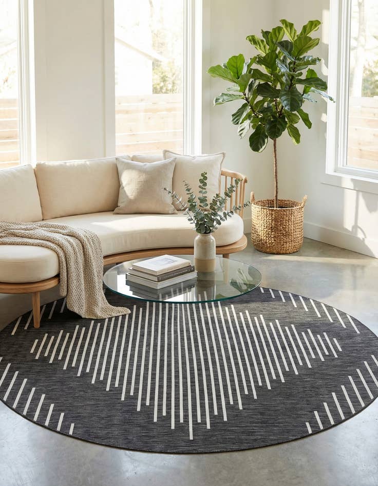 Detail image of 10' x 10'  Washable Modern Indoor / Outdoor Round Rug