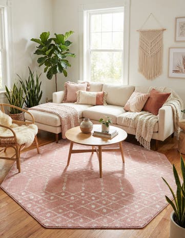 Rose Pink Paxon Trellis Octagon Rug