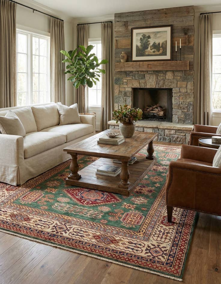 Detail image of 6' 8 x 9' 5 Hand Knotted Kazak Oriental Rug