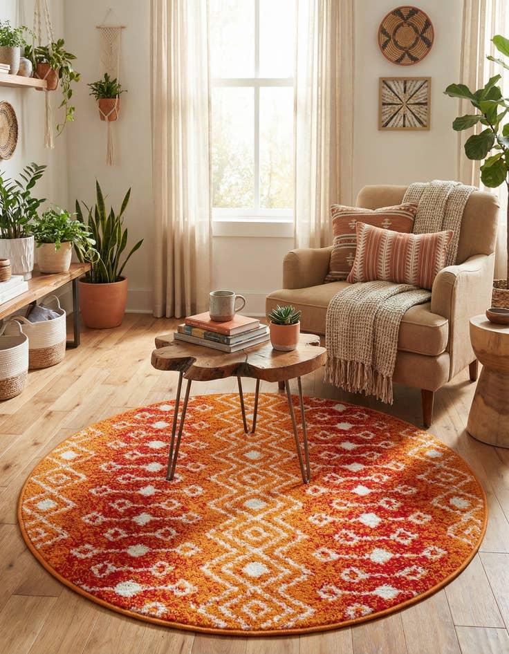 Detail image of  3' 3 x 3' 3 Moroccan Trellis Round Rug