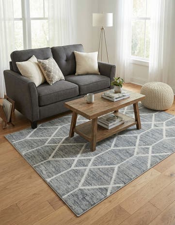 Gray Lattice Trellis Rug