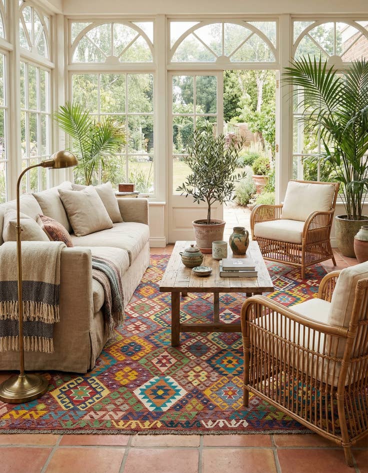 Detail image of 7' 1 x 9' 7  Hand Knotted Marok Kilim Rug