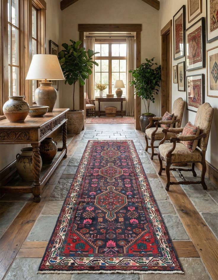 Detail image of 3' 4 x 10' 4 Hamedan Runner Rug