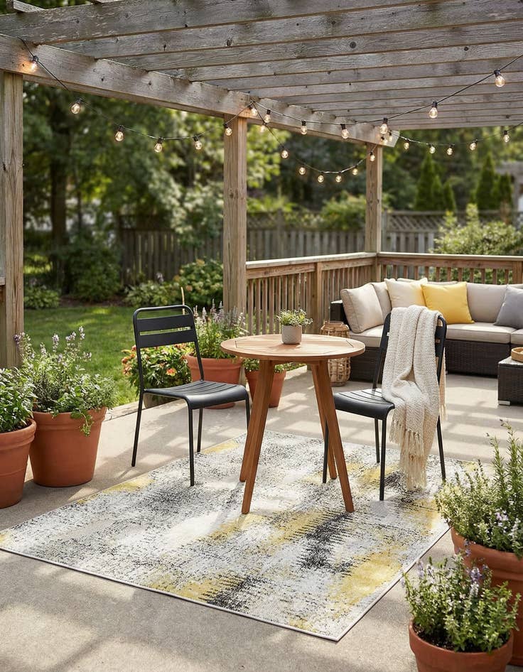 Detail image of 4' x 6'  Washable Modern Indoor / Outdoor Rug