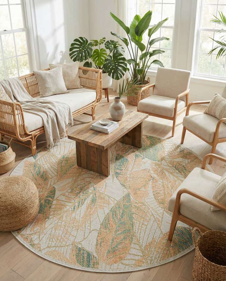 7' 10 x 7' 10 Easy-Clean Baja Indoor / Outdoor Round Rug