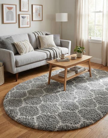 5' 3 x 8' Lattice Shag Oval Rug