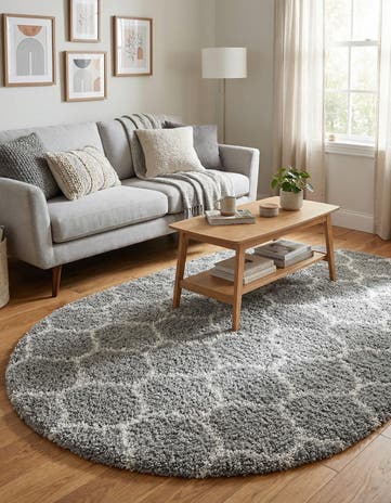 5' 3 x 8' Lattice Shag Oval Rug