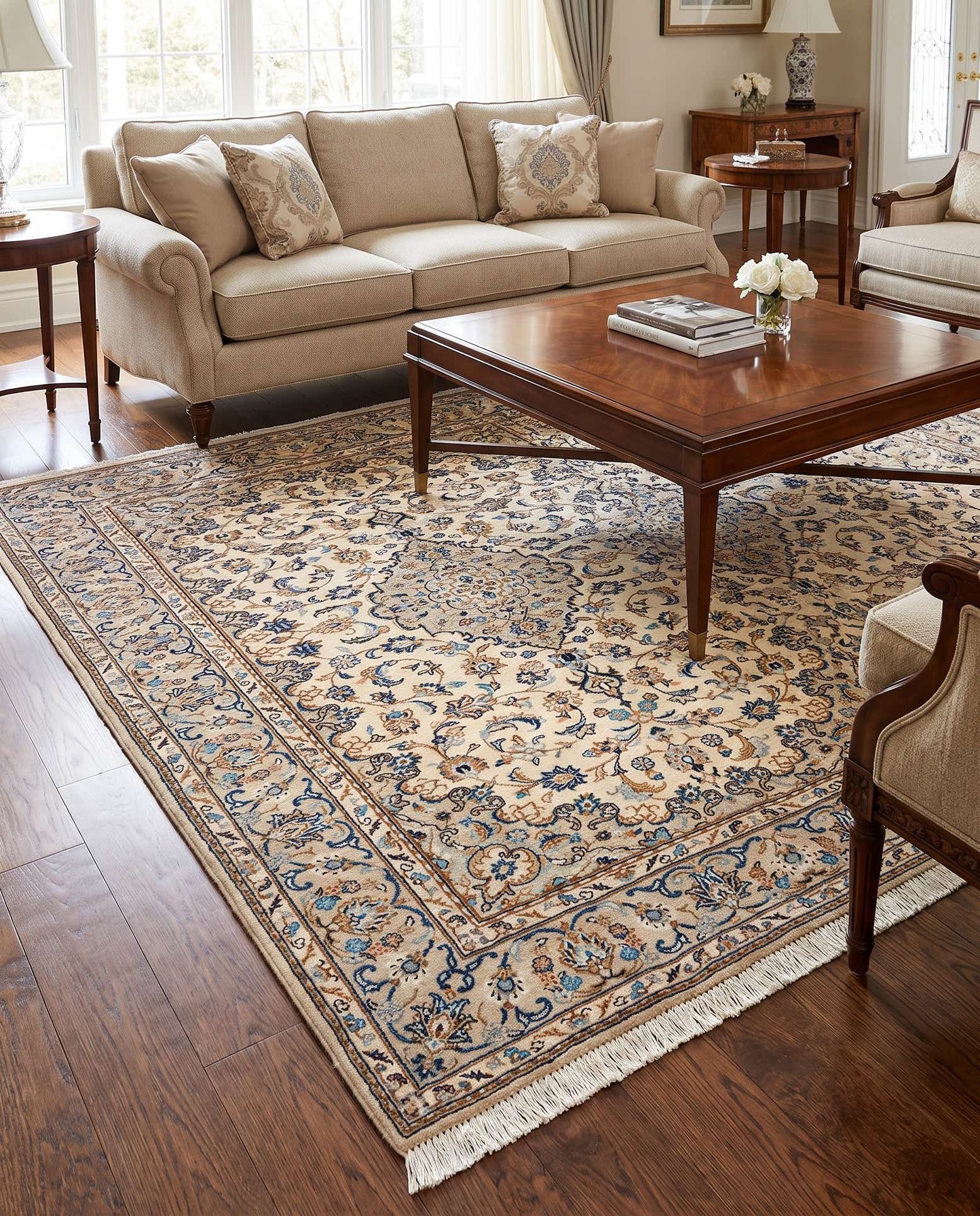 195cm x 295cm Kashan Tapis Laine
