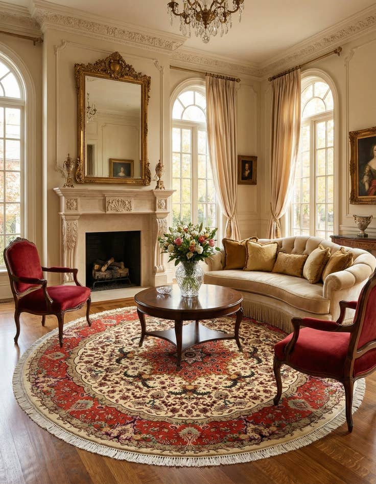 Detail image of  6' 9 x 6' 10 Tabriz Round Rug