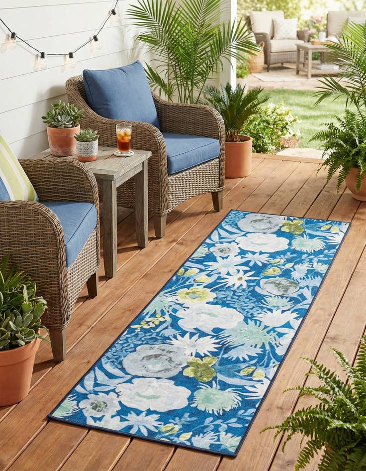 Detail image of 2' x 6' 1  Washable Jill Zarin Caribbean Indoor / Outdoor Runner Rug
