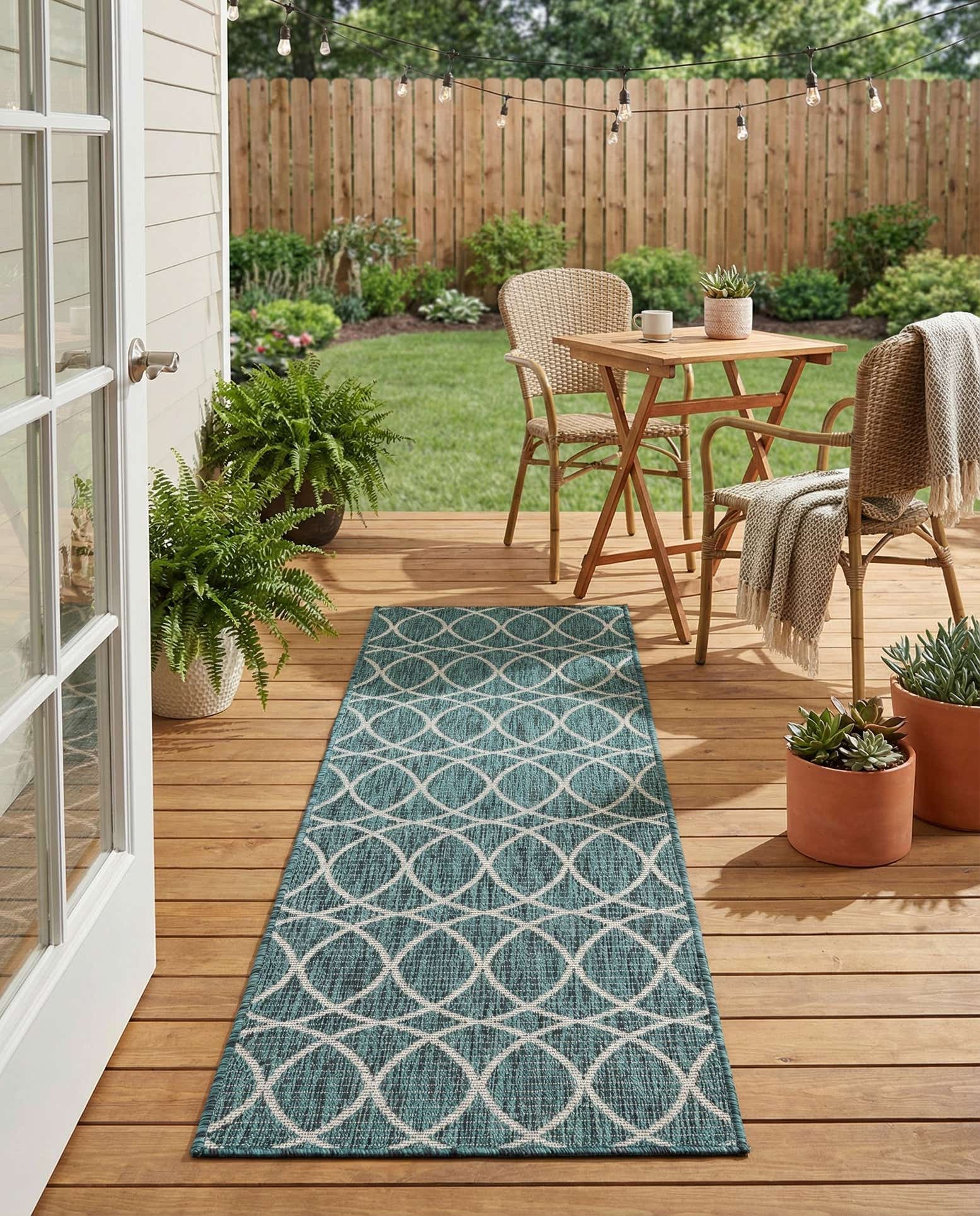 2' x 7' 10 Easy-Clean Trellis Indoor / Outdoor Runner Rug