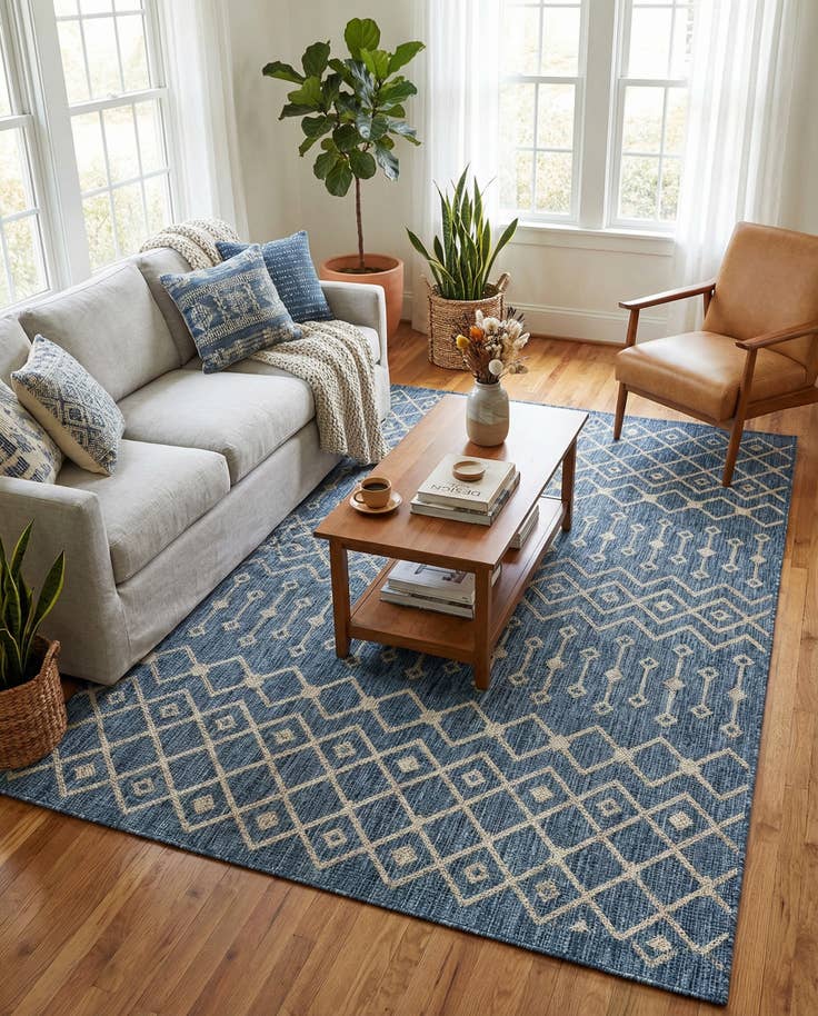 Detail image of 6' x 9' Easy-Clean Lattice Indoor / Outdoor Rug