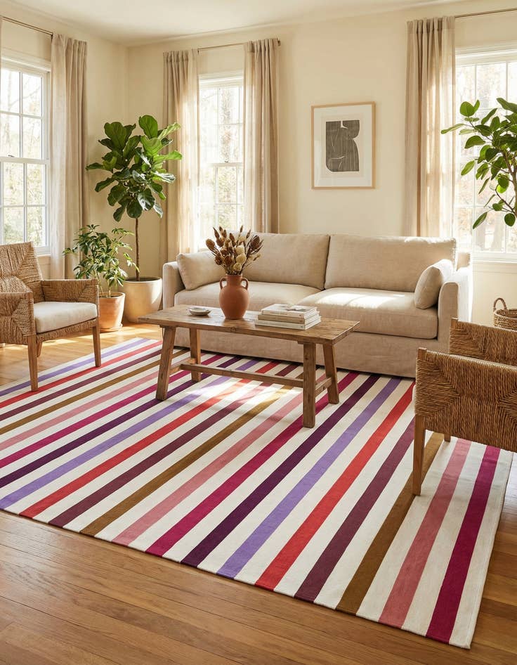 Detail image of 9' x 12'  Washable Striped Indoor / Outdoor Rug
